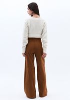 Women Brown Ultra High Rise Suede Pants