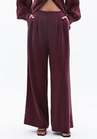 Bayan Bordo Ultra Yüksek Bel Wide-Leg Pantolon ( TENCEL™ )