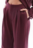 Bayan Bordo Ultra Yüksek Bel Wide-Leg Pantolon ( TENCEL™ )