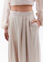 Women Beige High Rise Midi Skirt