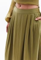 Women Green High Rise Midi Skirt