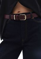 Women Bordeaux Belt with Buckle Detail