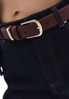 Women Bordeaux Belt with Buckle Detail