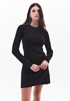 Women Black Crew Neck Mini Dress