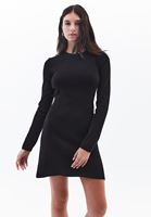 Women Black Crew Neck Mini Dress