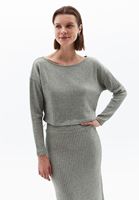 Women Green Soft Touch Boat Neck Sweater