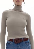 Women Beige Turtleneck Knitwear Sweater