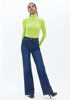 Women Green Turtleneck Knitwear Sweater