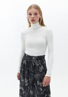 Women Cream Turtleneck Knitwear Sweater