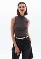 Women Brown High Rise Knitwear Singlet