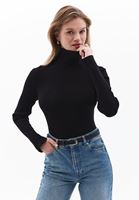 Women Black Turtle Neck Knitwear Sweater