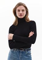 Women Black Turtle Neck Knitwear Sweater