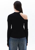 Women Black Knitwear Sweater with Cut-out Detail