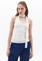 Women Cream Singlet with Tie-up Detail