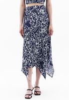 Women Mixed High Rise Asymmetrical Cut Skirt