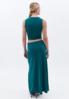 Women Green Maxi Skirt with Buckle Detail