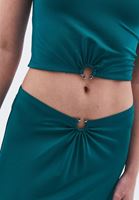 Women Green Crop Top with Buckle Detail