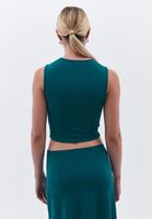 Women Green Crop Top with Buckle Detail