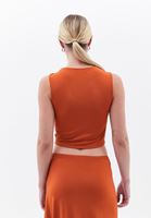 Women Orange Crop Top with Buckle Detail