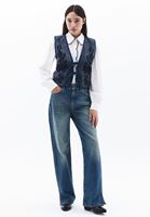 Women Navy Embroidered Waistcoat