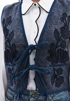 Women Navy Embroidered Waistcoat