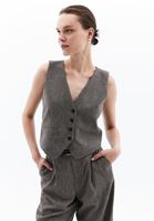 Women Brown Wool Blended Crop Waistcoat