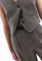 Women Brown Wool Blended Crop Waistcoat