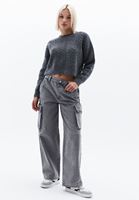 Women Grey Low Rise Skater Cargo Pants