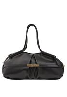 Women Black Hobo Bag with Buckle Detail