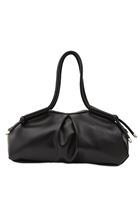 Women Black Hobo Bag with Buckle Detail