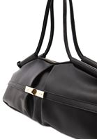 Women Black Hobo Bag with Buckle Detail