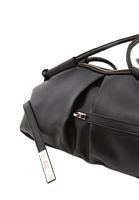 Women Black Hobo Bag with Buckle Detail