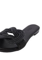 Women Black Sandals with Rhinestone Detail