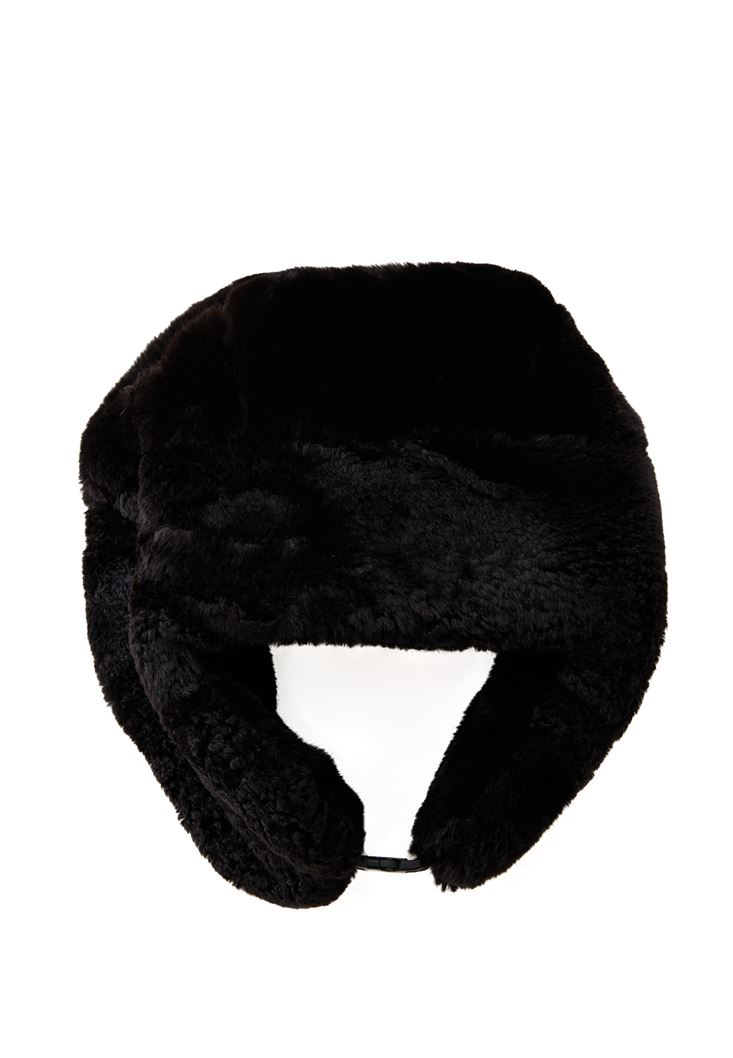 Bayan Siyah Kulak Korumalı Peluş Şapka