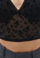 Women Black Bralette with Tulle Detail