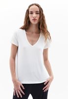 Women Cream V-neck Tshirt