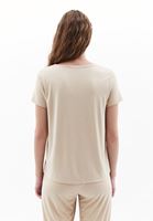 Women Beige V-neck Tshirt