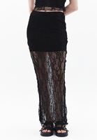 Women Black High Rise Skirt with Lace