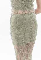 Women Green High Rise Skirt with Lace