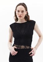 Women Black Lace Top with Back Detail
