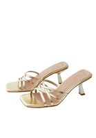 Women Gold Heel Mules with Thin Straps