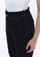 Bayan Siyah Yüksek Bel Baggy-Fit Pantolon