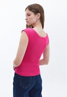 Women Pink Cotton Blended Boat Neck Tshirt