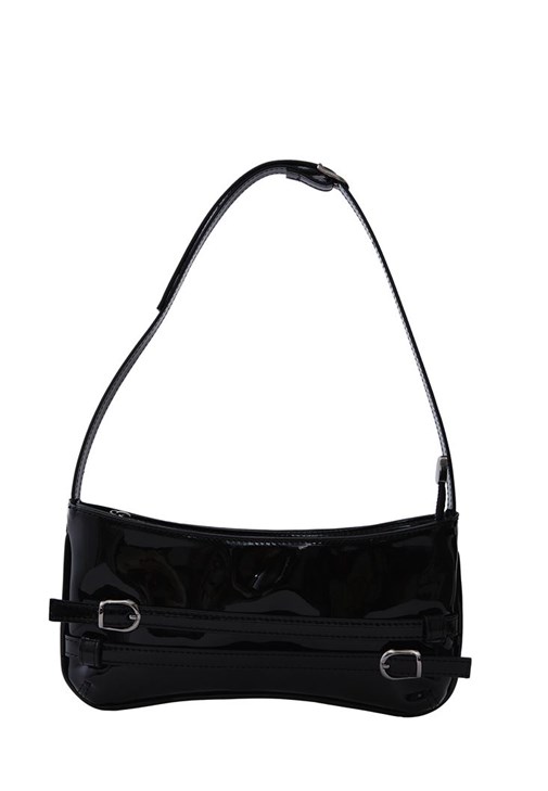 Black Baguette Bag with Buckle Detail Online Shopping OXXOSHOP