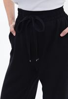 Bayan Siyah Keten Karışımlı Yüksek Bel Wide-Leg Pantolon