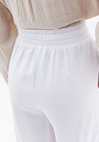 Bayan Beyaz Keten Karışımlı Yüksek Bel Wide-Leg Pantolon
