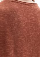 Bayan Kahverengi Keten Karışımlı Bot Yaka Tişört