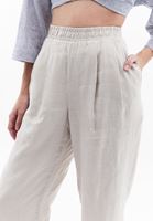 Women Beige High Rise Straight Fit Linen Pants