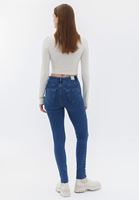 Bayan Mavi Yüksek Bel Skinny-Fit Pantolon 