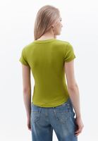 Women Green Tshirt with Button Detail